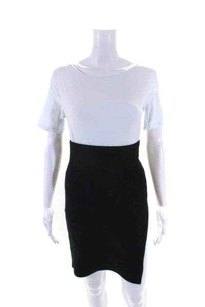 Lioness Womens Side Slit Stretch Knit Pull On Pencil Skirt Black Size Small