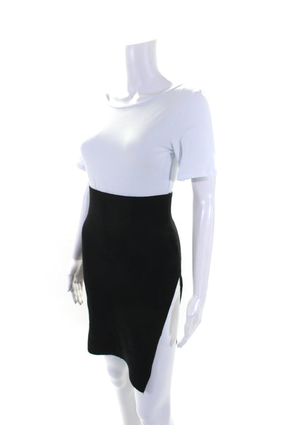 Lioness Womens Side Slit Stretch Knit Pull On Pencil Skirt Black Size Small