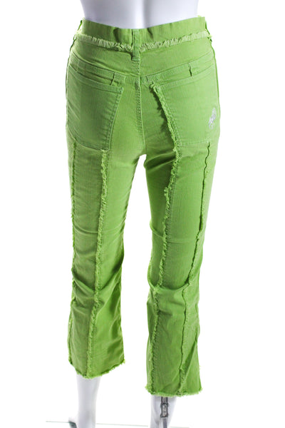 Mademe Womens Bright Green Cotton Distress Halter Crop Top Jeans Set Size S 24