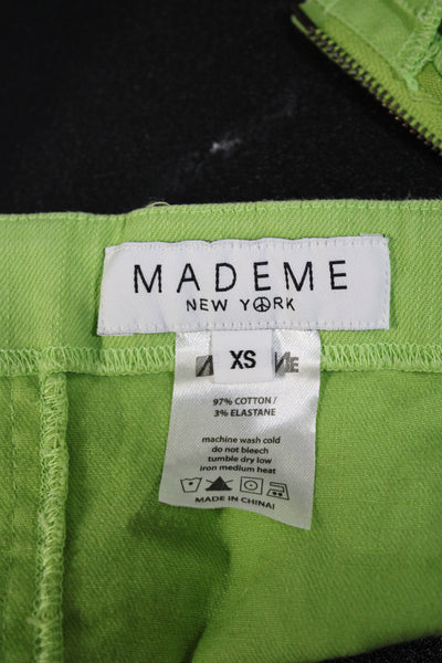 Mademe Womens Bright Green Cotton Distress Halter Crop Top Jeans Set Size S 24