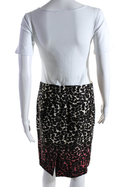 J Crew Womens Linen Abstract Ombre Print Zip Up Pencil Skirt Brown Size 4