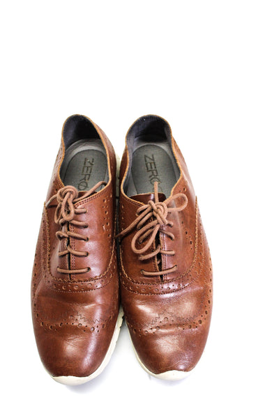 Zero Grand Cole Haan Womens Lace Up Wingtip Oxfords Brown Leather Size 8.5B