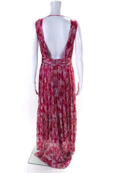 Ramy Brook Womens Metallic Open Back Sleeveless Maxi Dress Pink Size 6