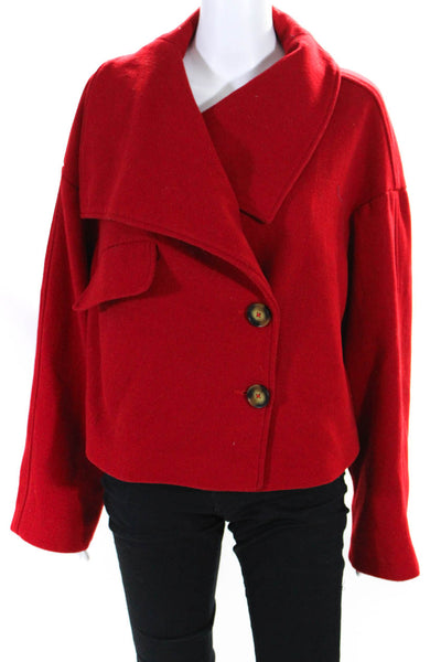 Line + Dot Womens Red Oversized Cropped Coat Red Size 8 11681848