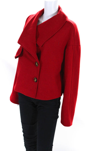 Line + Dot Womens Red Oversized Cropped Coat Red Size 8 11681848