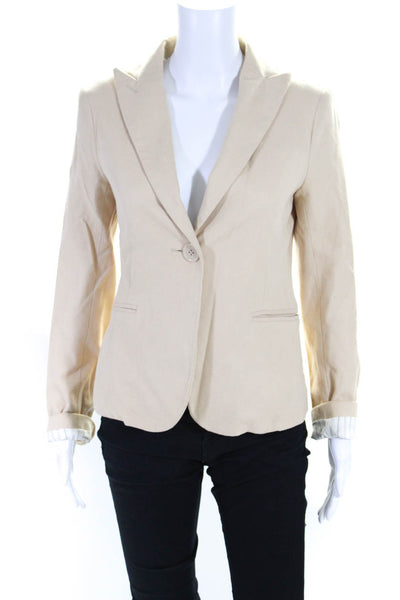 Marc Jacobs Women's Long Sleeves Lined One Button Blazer Beige Size 4