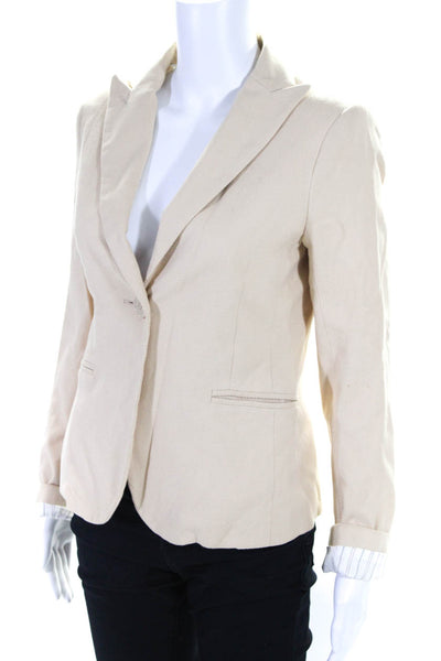 Marc Jacobs Women's Long Sleeves Lined One Button Blazer Beige Size 4