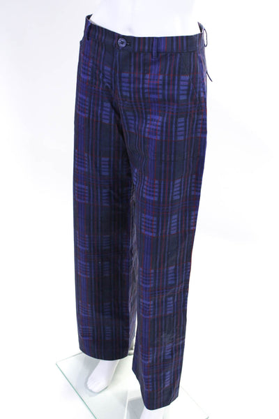 The Kit Women's Button Closure Flat Front Wide Leg Dress Pant Plaid Size 4