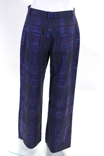 The Kit Women's Button Closure Flat Front Wide Leg Dress Pant Plaid Size 4