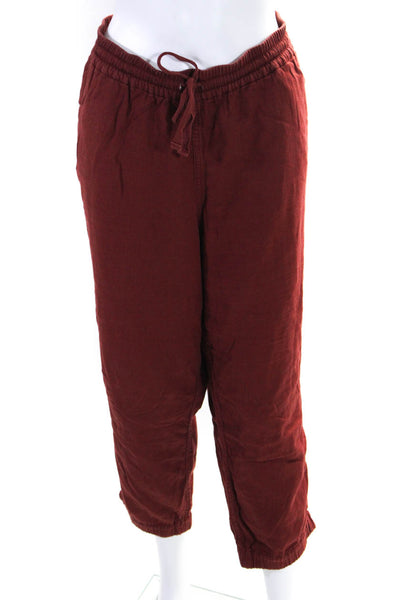 Point Sur Women's Drawstring Waist Pockets Tapered Leg Pant Burgundy Size 20