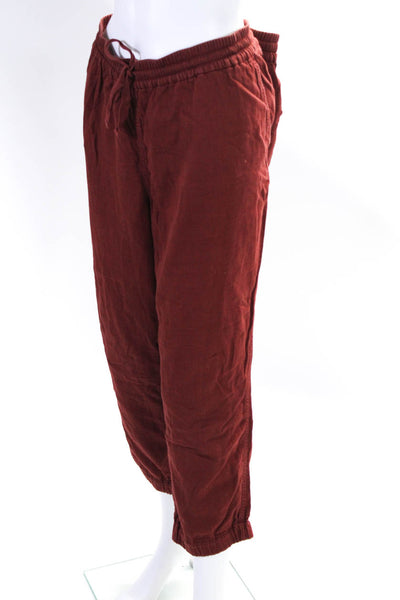 Point Sur Women's Drawstring Waist Pockets Tapered Leg Pant Burgundy Size 20