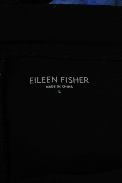 Eileen Fisher Women's Elastic Waist Pull-On Wide Leg Casual Pant Black Size L