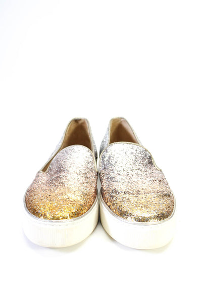 Stuart Weitzman Womens Sequined Slide On Sneakers Gold Silver Size 7 Medium