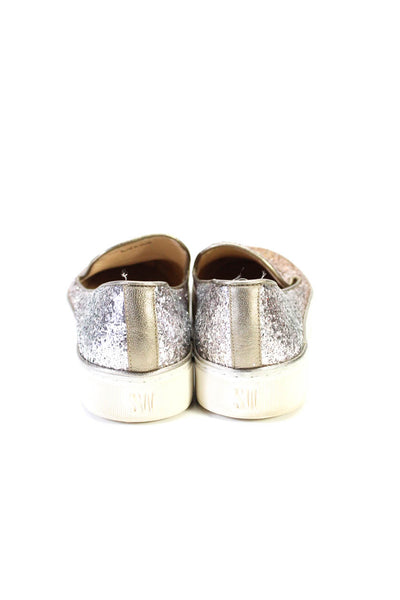 Stuart Weitzman Womens Sequined Slide On Sneakers Gold Silver Size 7 Medium