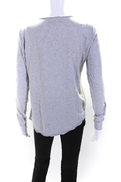 Zadig & Voltaire Womens Love Studded Henley Long Sleeve Top Gray Size Medium