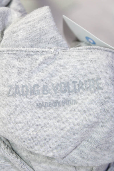 Zadig & Voltaire Womens Love Studded Henley Long Sleeve Top Gray Size Medium