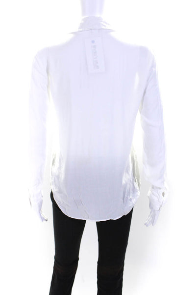 Splendid Womens Long Sleeve Lace Up Collared Top Blouse White Size Small