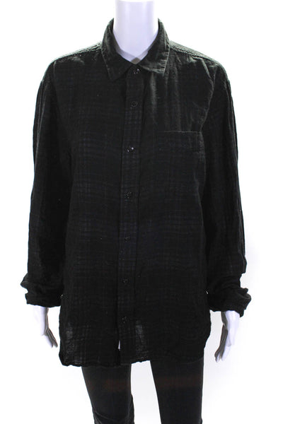 Rag & Bone Womens Long Sleeve Plaid Button Up Shirt Blouse Black Size Large