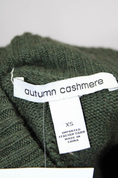 Autumn Cashmere Womens Distressed Turtleneck Sweater Dark Green Size XS