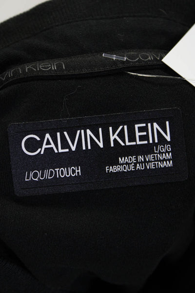 Calvin Klein Mens Liquid Touch Jersey Short Sleeve Polo Shirt Black Size Large