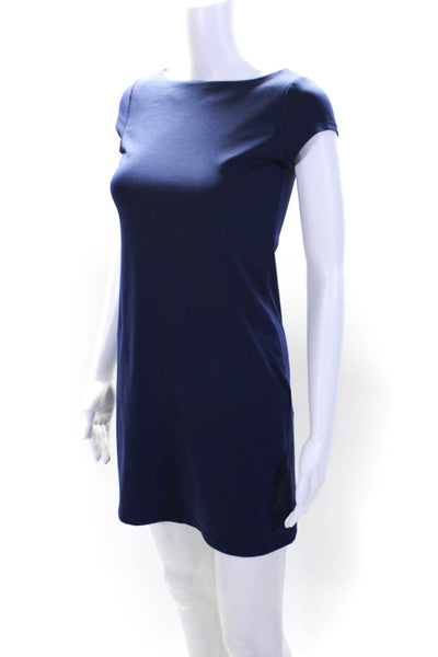 Susana Monaco Women's Round Neck Short Sleeves Bodycon Mini Dress Blue Size XS