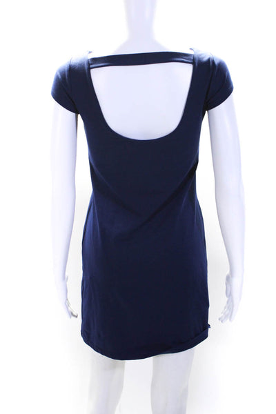 Susana Monaco Women's Round Neck Short Sleeves Bodycon Mini Dress Blue Size XS