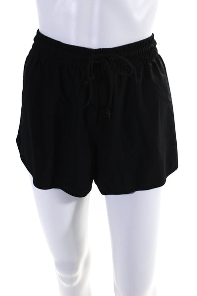 TNA Womens Elastic Waist Front Drawstring Athletic Shorts Black Sz Large