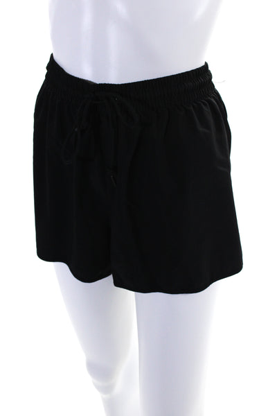 TNA Womens Elastic Waist Front Drawstring Athletic Shorts Black Sz Large