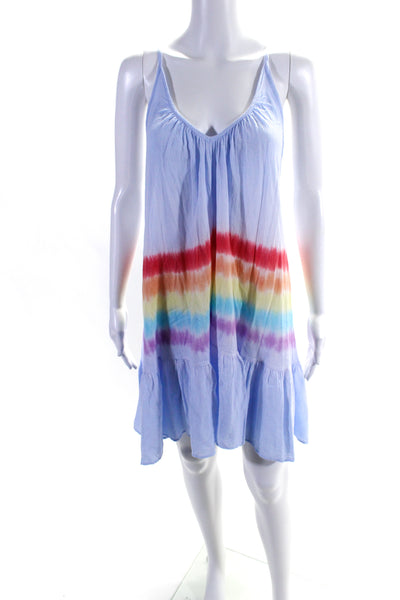 9seed Womens Rainbow Gradient V Neck Shift Dress Light Blue One Size