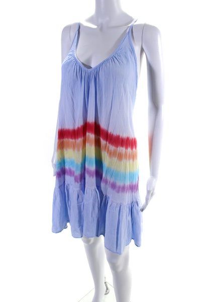 9seed Womens Rainbow Gradient V Neck Shift Dress Light Blue One Size