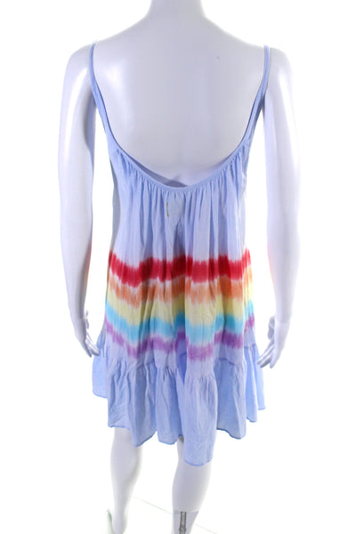 9seed Womens Rainbow Gradient V Neck Shift Dress Light Blue One Size