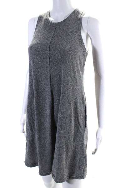 Nation LTD Womens Crew Neck Sleeveless Jersey Shift Dress Heather Gray Small