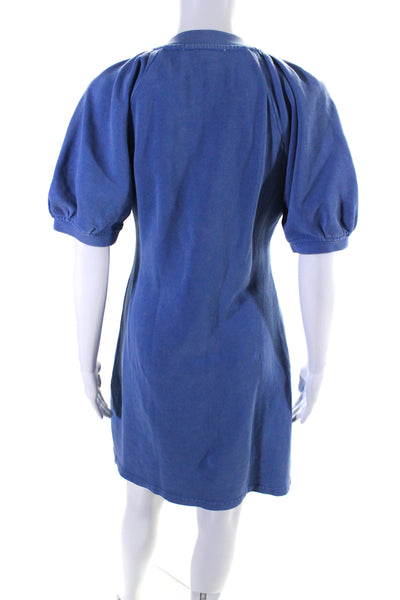 10 Crosby Derek Lam Womens Short Sleeve Crew Neck Sweatshirt Dress Blue Small