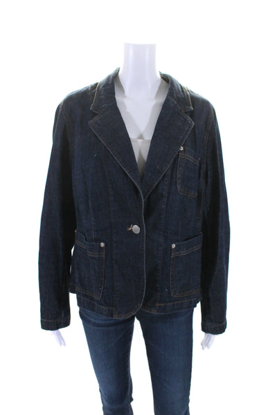 Isaac Isaac Mizrahi Womens Button Down Long Sleeve Jean Jacket Denim Blue Small