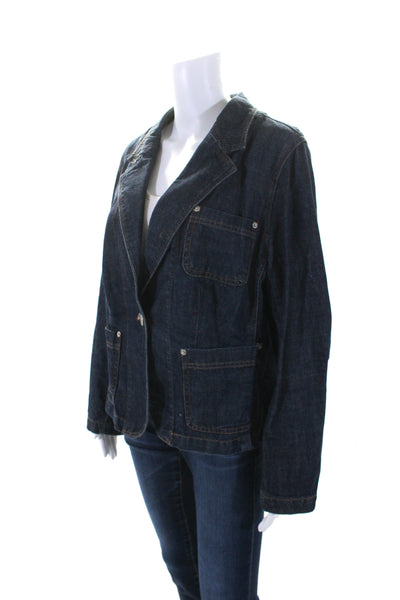 Isaac Isaac Mizrahi Womens Button Down Long Sleeve Jean Jacket Denim Blue Small