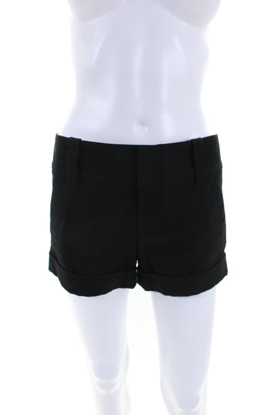 Alice + Olivia Womens Mid Rise Flat Front Cuffed Dress Shorts Black Cotton Size