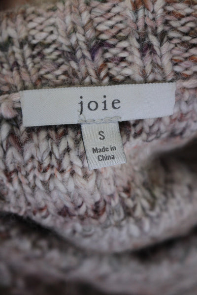 Joie Womens Cable Knit Fringe Crew Neck Long Sleeves Sweater Pink Size Small