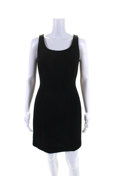 Tahari Womens Black Scoop Neck Sleeveless Zip Back Shift Dress Size 4P