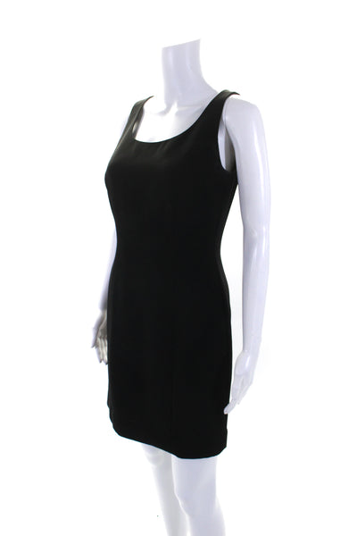 Tahari Womens Black Scoop Neck Sleeveless Zip Back Shift Dress Size 4P