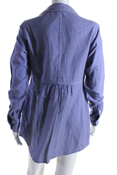 Boden Womens Button Front Collared Mini Shirt Dress Purple Cotton Size 8