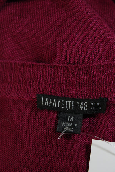 Lafayette 148 New York Womens 3/4 Sleeve One Button Cardigan Sweater Pink Medium