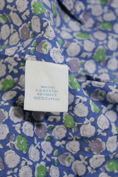 Boden Womens Button Front 3/4 Sleeve Collared Floral Shirt Blue Cotton Size 8