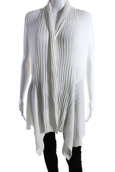 Lafayette 148 New York Womens Sleeveless Open Cardigan Sweater White Medium