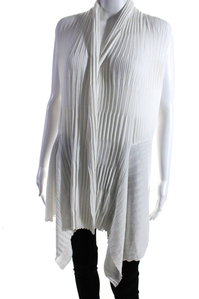 Lafayette 148 New York Womens Sleeveless Open Cardigan Sweater White Medium