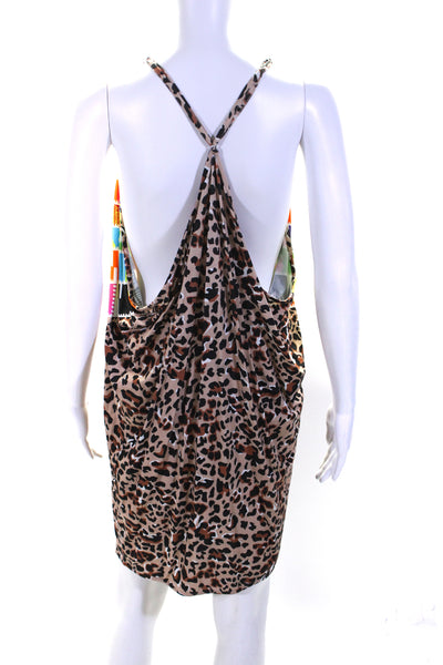 Mara Hoffman Women's V-Neck Spaghetti Straps Mini Dress Animal Print Size XS