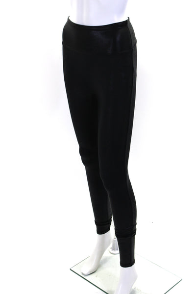 Spanx Womens Pull On Mid Rise Athletic Leggings Liquid Black Size Small