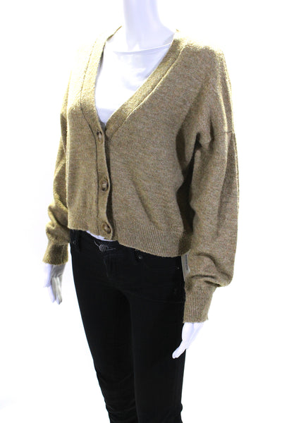 Mod Ref Womens Long Sleeves Button Down Cardigan Sweater Brown Wool Size Small