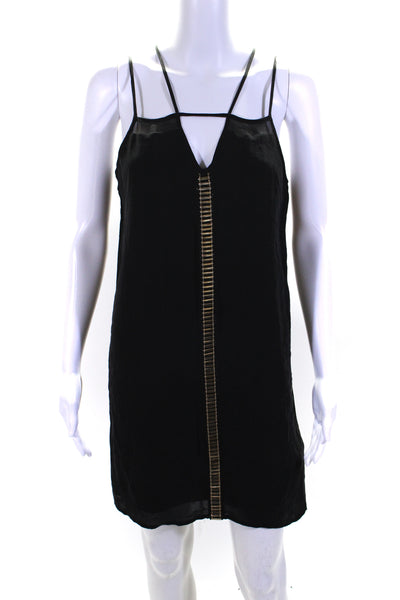 Parker Womens Silk Spaghetti Strap Sleeveless Dress Black Size Extra Small