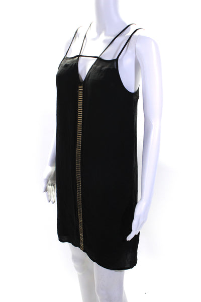 Parker Womens Silk Spaghetti Strap Sleeveless Dress Black Size Extra Small