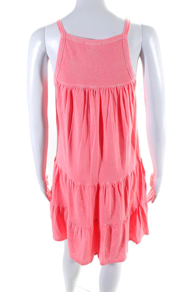 Sundry Womens Tiered Jersey Halter Sleeveless Mini Dress Pink Size 1